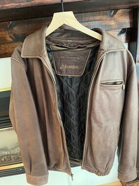 St. John's Bay Brown Leather Bomber Jacket